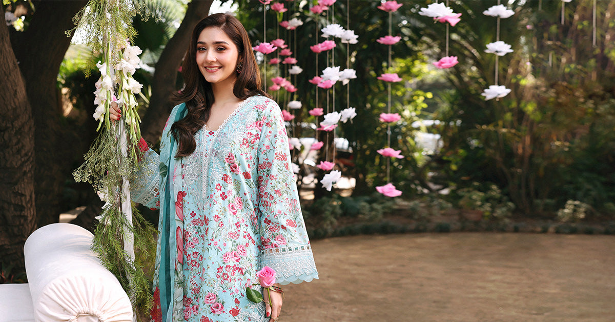 3 Piece Embroidered Lawn by Maria B Luxury Pret - Shahana Collection UK