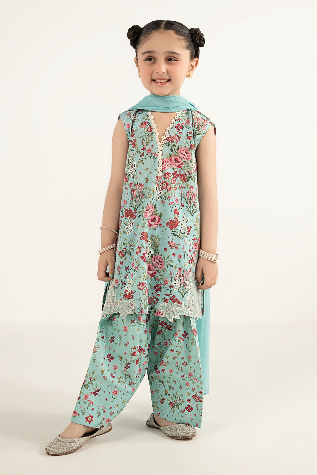 3 Piece Embroidered Lawn by Maria B Kids Luxury Pret - Shahana Collection UK