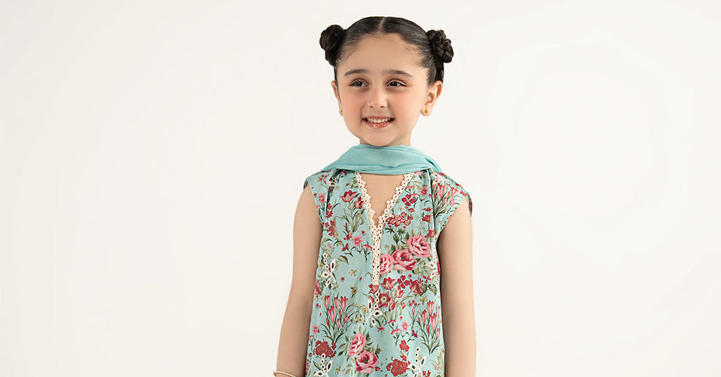 3 Piece Embroidered Lawn by Maria B Kids Luxury Pret - Shahana Collection UK