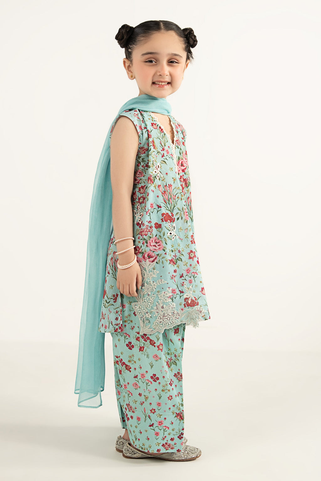 3 Piece Embroidered Lawn by Maria B Kids Luxury Pret - Shahana Collection UK