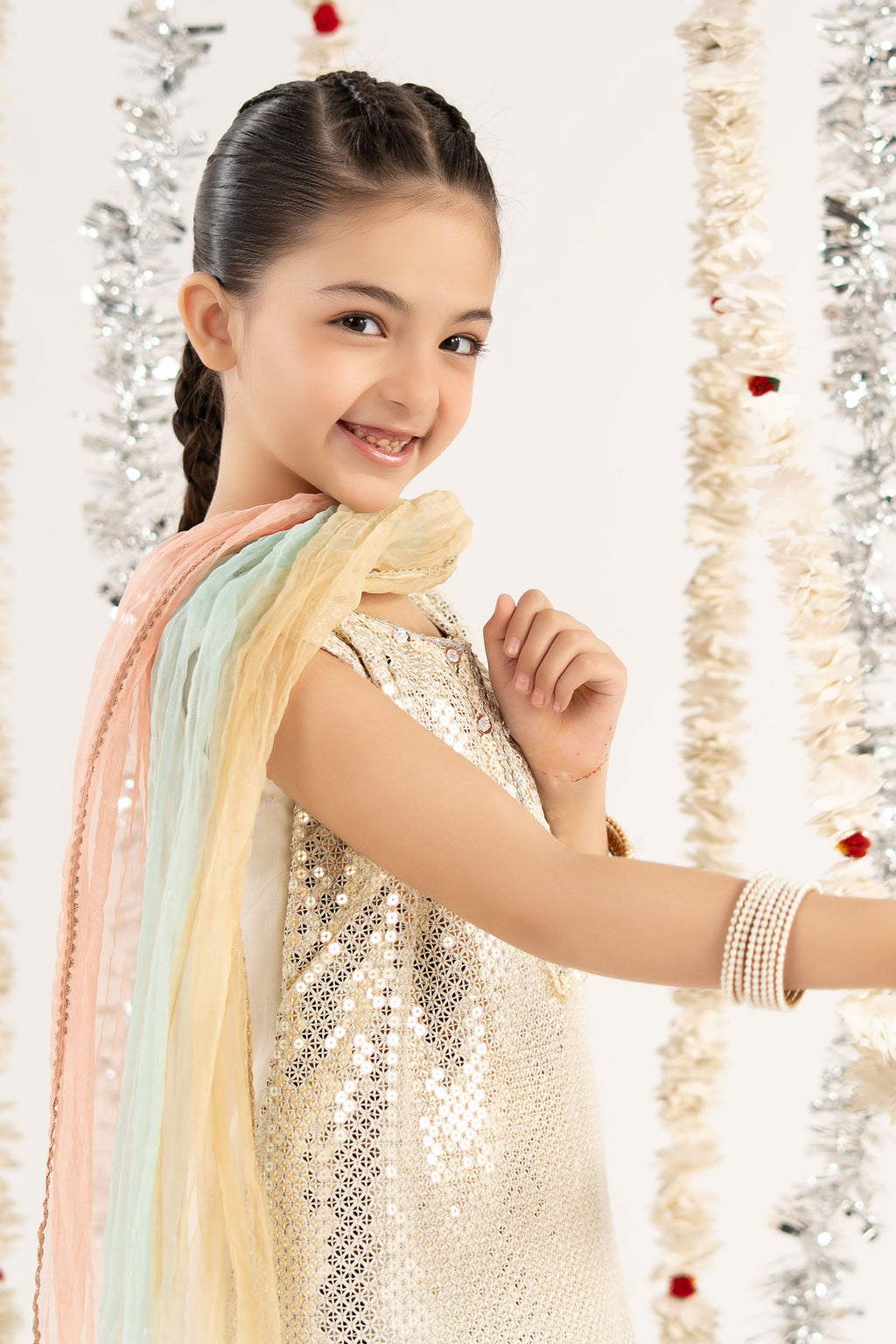 3 Piece Embroidered Chiffon by Maria B Kids Luxury Formals - Shahana Collection UK